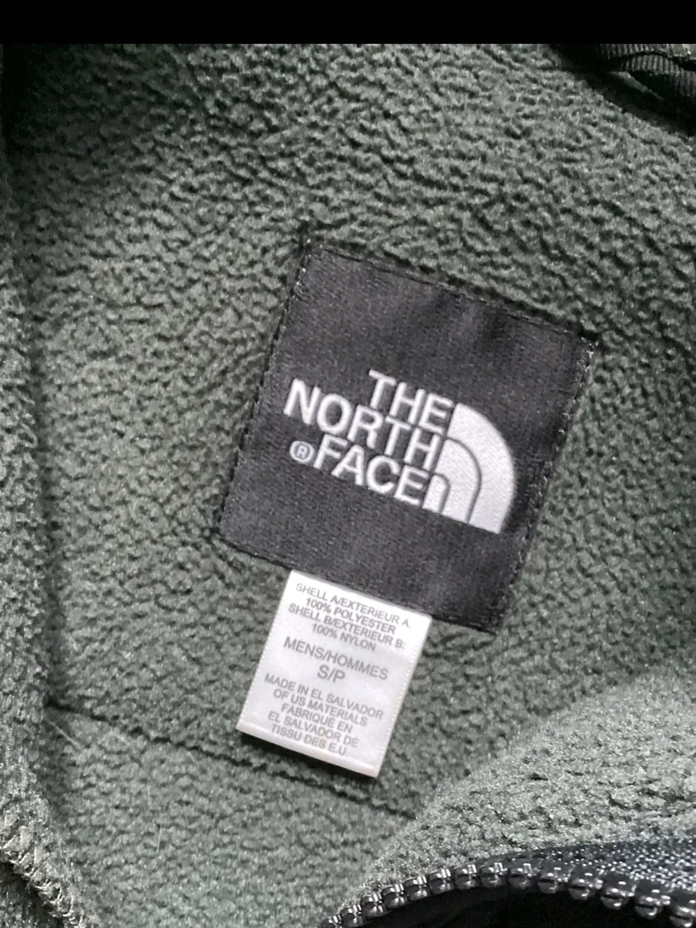 The North Face Men's Small Solid Green Full-Zip Sweater,100% Polyester,Staining